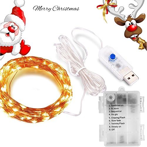 SW Led Starry String Lights 33ft 100 Leds Decorative Fairy Battery Powered String Lights, Copper Wire light for Bedroom,Wedding (warm white)