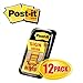 Post-it Message Sign Here Flags Value Pack, 50/Dispenser, 12 Dispensers/Pack, 1 in Wide, Yellow (680-SH12)