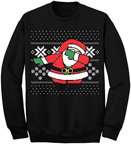 Womens Mens Ugly Christmas Sweater Dabbing Santa Sweatshirt (M, Black)