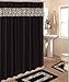 AHF/WPM 19 Piece Bath Accessory Set Black Zebra Animal Print Bath Rug Set + Black Zebra Shower Curtain & Accessories