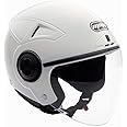 MMG Helmets Open Face Pilot Style Integrated Flip Up Visor DOT - Model 28 (White, Large)