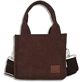 Women's Corduroy Crossbody Bag Cute Small Tote Bag Casual Zipper Handbag, for College, Work, Shopping, Travel, Brown