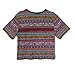 Aurora Women's Tops Vintage Totem T shirt Tribal Short Sleeve Crop casual Size M DT72