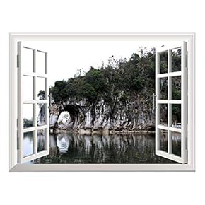 Removable Wall Sticker/Wall Mural - Beautiful Landscape The Elephant Trunk Hill | Creative Window View Home Decor/Wall Decor - 36"x48"