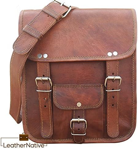Leather Native 11" Leather Messenger Satchel Laptop Bag for Men's and Women's Leather Satchel Laptop Messenger Unisex Ipad Mini Laptop Bag Pre Valentines Day Special Sale!