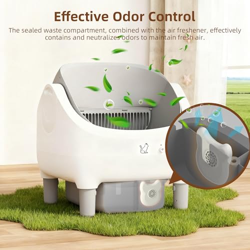 Citylife Automatic Cat Litter Box with APP Control, Extra Large Self Cleaning Litter Box for Multiple Cats, Open-Top Odor-Free Electric Kitty Litter Boxes，White XX-Large