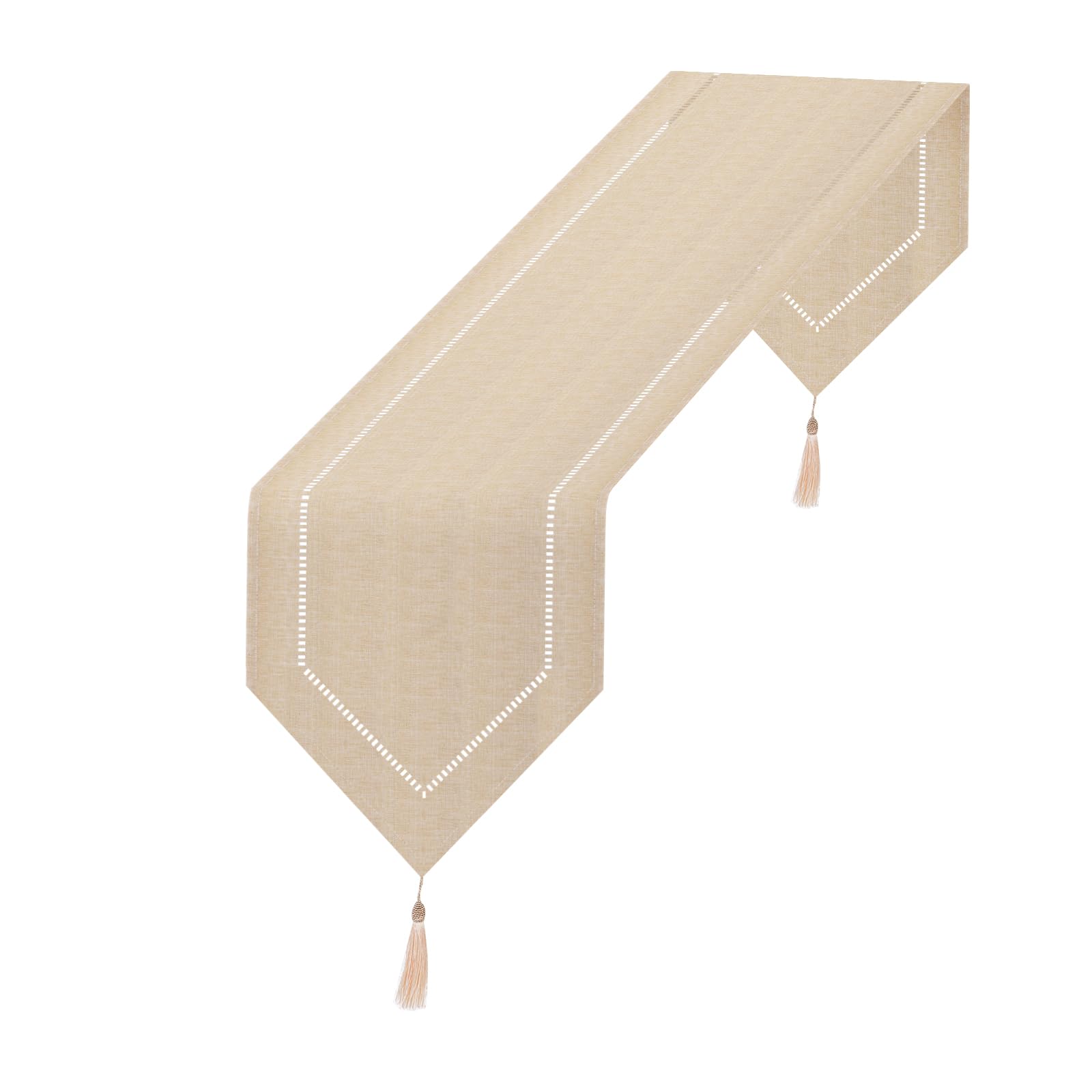 Beige Table Runner, 12.5*70.8 inches Table Runner with Tassels, Home Decoration Table Decoration for Dining Room/Restaurant/Banquet/Christmas Decoration