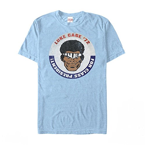 Marvel Men's Luke Cage for President Light Blue Heather T-Shirt