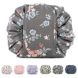 Portable Lazy Drawstring Makeup Bag Travel Cosmetic Pouch Toiletry Organizer Waterproof Large for Women and Girls