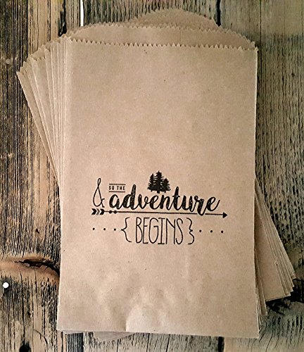 Kraft Paper Rustic Treat, Favor Or Gift Bags 24 ct & so The Adventure Begins Made Out of 100% Recycled Paper