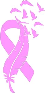 Astute Grace Breast Cancer Awareness Ribbon Birds Decal Pink 7 inch AG-922