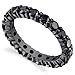 Black Sterling Silver Eternity Ring Engagement Wedding Band Ring W/Black Cubic Zirconia CZ, 3mm