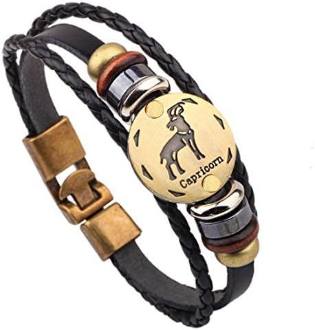 HIRIRI Hot Sale Unisex 12 Constellations Bracelet Fashion Jewelry Alloy Leather Bracelet Personality Bracelet Gift