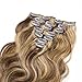 Clip in Human Hair Brazilian Virgin Clip in Hair Extensions Body Wave 7pcs/set 100g #4/27 14inch