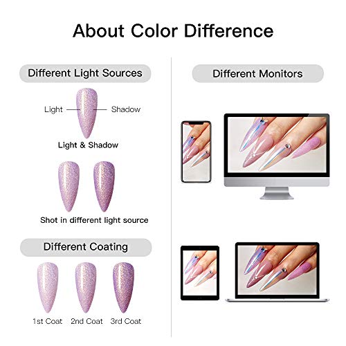 MEET ACROSS Gel Nail Polish Set 3 Colors, Pink Soak off UV LED Lamp Gel Nail Polish Set Mermaid Glitter Gel Polish Home Gel Manicure Kit 8ml