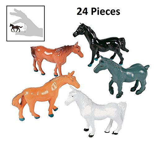 Horse Figurines (24 Pieces) Plastic. Size: 2 1/4" - Horses Figures