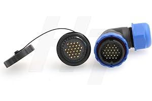 HANGTON CONNECT HangTon HE29 26 Pin Waterproof Wire Connector Plastic Threaded Outdoor Industrial Electrical Power Circular Male Female Angled Cable Plug + Panel Socket (26 pin)