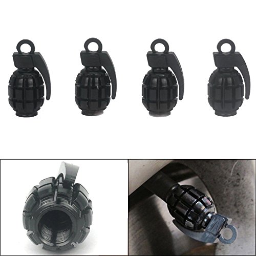 MeiBoAll 4 pcs Car Truck Motorcycle Bike Grenade Aluminum Tire Wheel Valve Stem Caps