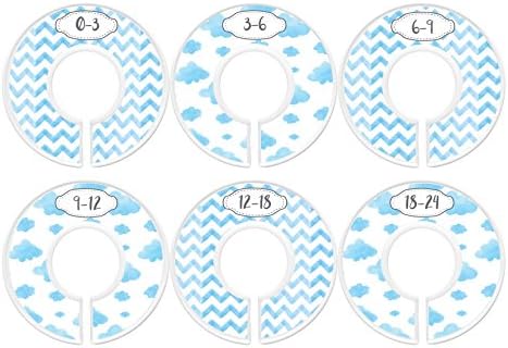 Baby Closet Dividers, Head in the Clouds, Boy, Set of 6 Size Organizers, Chevron Clouds