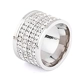 Tuji Stunning White 4 Rows Round Cubic Zirconia CZ Wedding Stackable Eternity Band Ring