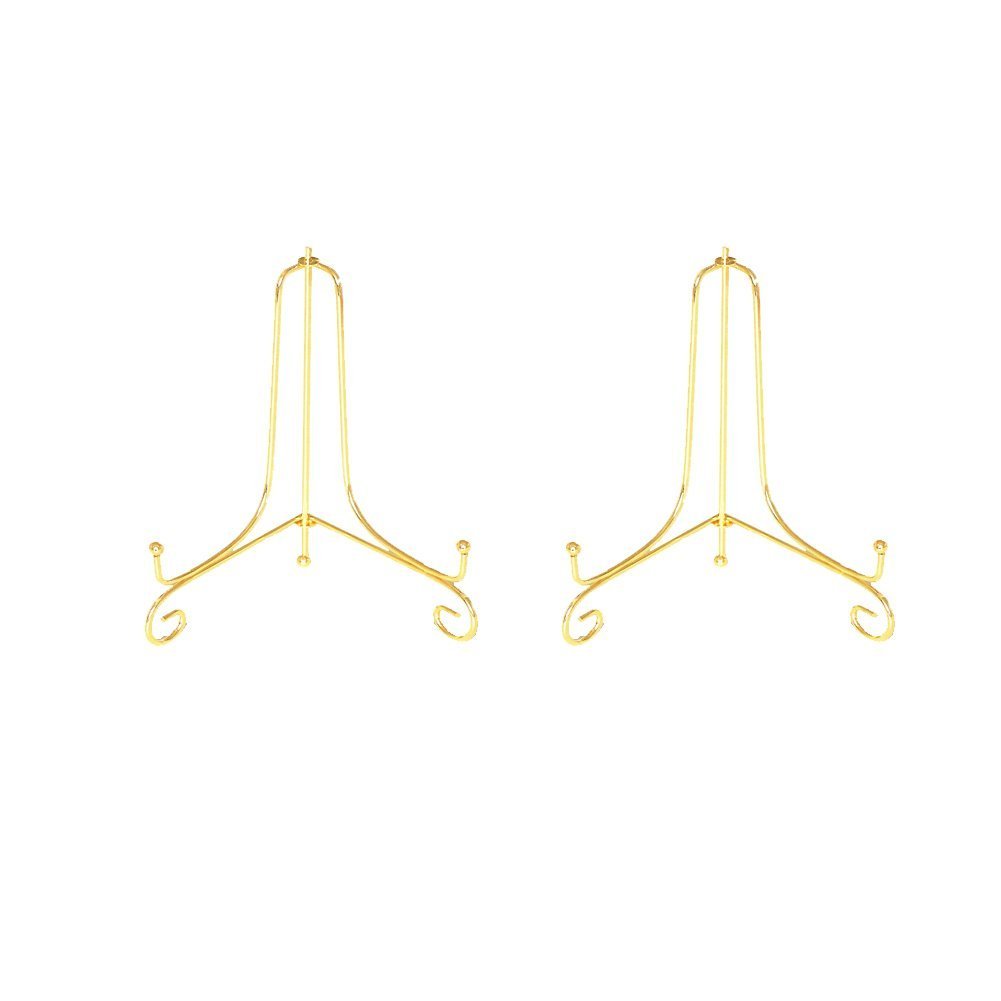 Tincogo (2 pack) 4" Iron Display Stand,Gold Small Iron Easel Plate Display Photo Holder Stand, Displays card,cookie, Decorative Plates,Artwork