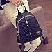 Creazy Women Leather Backpacks Schoolbags Travel Shoulder Bag (Black)