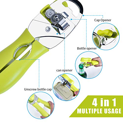 HooSeen Manual Can Opener Stainless Steel and Durable Sharp Edge Metal Blades Heavy Duty Can Opener With Ergonomically Designed Handle
