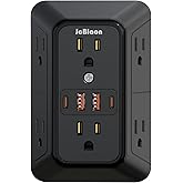 JcBlaon Outlet Extender Surge Protector - 6 Outlet Splitter with 4 USB Ports (2 USB C), Multiple Plug Expander Wall Charger,