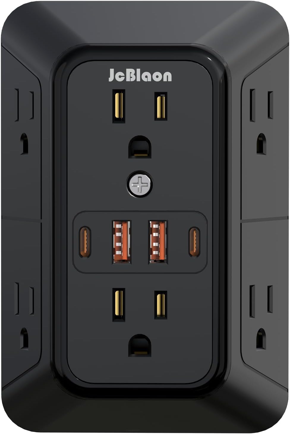 JcBlaon Outlet Extender Surge Protector - 6 Outlet Splitter with 4 USB Ports (2 USB C), Multiple Plug Expander Wall Charger, 3 Sided Multi Plug Wall Adapter Power Strip for Home Office Travel-ETL