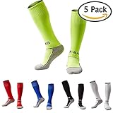 Boys/Girls Outfits Compression Long Sport Knee High Football & Soccer Socks Pack (Kids/Youth Gifts) 5 Pair Black&White&Red&Blue&Green