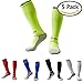 Boys/Girls Outfits Compression Long Sport Knee High Football & Soccer Socks Pack (Kids/Youth Gifts) 5 Pair Black&White&Red&Blue&Green