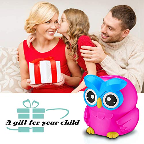 Younion Digital Coin Bank, Automatic Coin Counter Totals All U.S. Coins, Clear Money Saving Jar with LCD Display, Pink