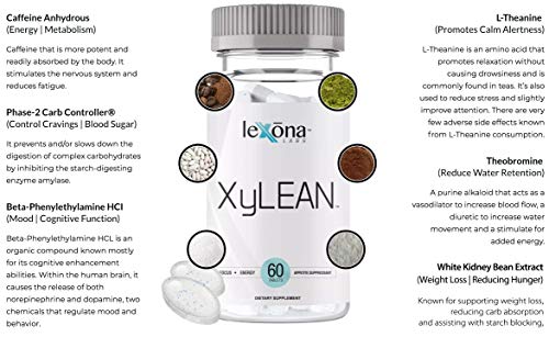 XyLEAN Diet Pills for Men & Women | w/Clinically Proven FDA Approved Phase 2 Carb Controller Weight Loss Aid | Carb Blocker, Helps Curb Hunger, Increase Energy & Focus | 60 Tablet