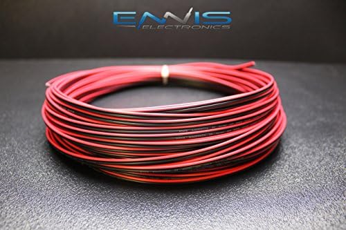 22 GAUGE 25 FT RED BLACK SPEAKER ZIP WIRE AWG CABLE POWER STRANDED COPPER CLAD BY ENNIS ELECTRONICS