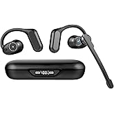 BANIGIPA Open Ear Headphones w/Detachable Boom Mic, Bluetooth 5.4 Headset w/Noise Canceling Microphone, True Wireless Earbuds w/Charging Case for Working, Lightweight & Mute, Multipoint Connection