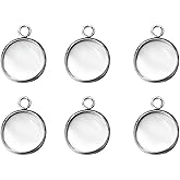 LANBEIDE Stainless Steel Bezel Pendant Trays Round Cabochon Settings Trays Pendant Blanks 12X12mm 50Pcs