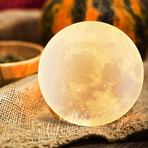 Deltamaex 5.9" 3D Printing Moon Lamp, LED Night Light Warm and Cool White Dimmable Touch Control Brightness with USB Charging, Rechargeable, Home Decorative Light, Best Deal, Best Gift