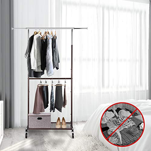 Simple Trending Standard Clothing Garment Rack, Rolling Clothes