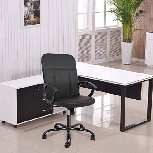 Office Chair, Mid Back Premium Bonded Leather Office Computer Swivel Desk Task Chair, Ergonomic Executive Chair with Lumbar Padding and Armrests - Thumbnail 6