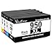 Valuetoner Remanufactured Ink Cartridge for HP 950XL 950 XL 951 951XL Replacements 4 Pack for HP Officejet Pro 8100 8600 8610 8615 8620 8630 8640 8660 251dw 271dw Printers, High Yield, Updated Chips