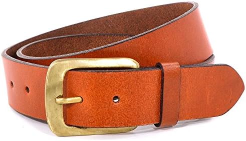 PUZO Men's 38mm Leather Belt (34", Light Brown)