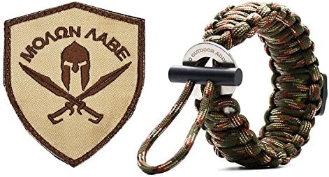 "GO OUTDOOR ADDICT" Survival Paracord Bracelet with Compass, Fire Starter, Survival kits and Military Velcro Patch Tactical