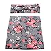 Infant Floral Swaddle Wrap with Headbands Hats Value Set Newborn Receiving Blanket Photography Props 35X35inch