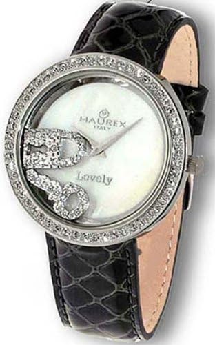 Haurex Italy Lovely Floating Crystal Charm White Mother Of Pearl Dial Ladies Watch FS272DKY