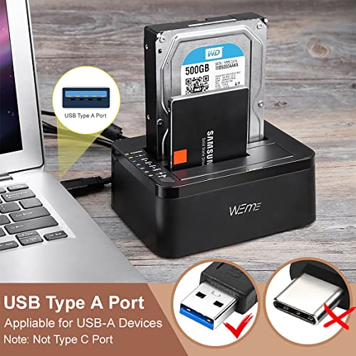 WEme USB 3.0 to SATA Dual-Bay External Hard Drive Docking Station with Offline Clone/Duplicator ...