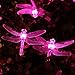 Qedertek Dragonfly Solar String Lights, 20ft 30 LED Waterproof Fairy Decoration Lighting for Indoor/Outdoor Patio, Lawn, Garden, Party, Wedding, Holiday, Thanksgiving, Chri, Holiday Decorations (Pink)
