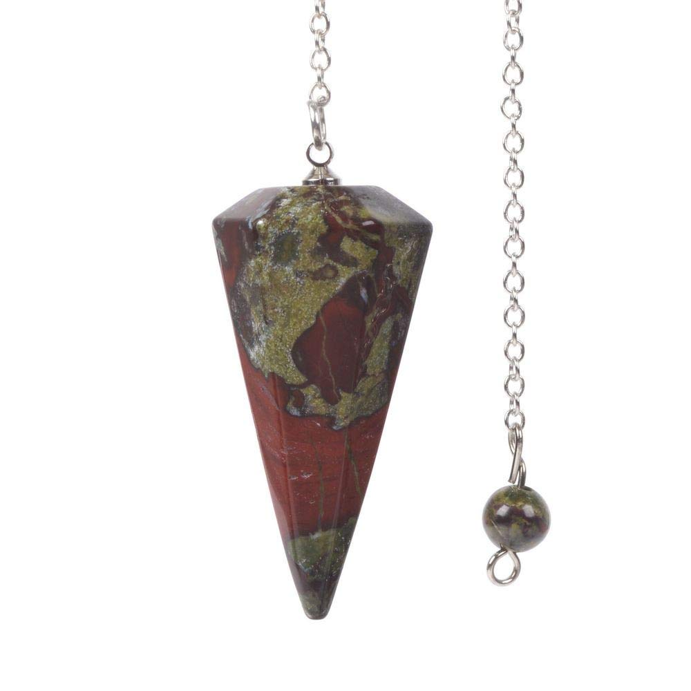 Justinstones Gemstone Rock Crystal Hexagonal Pointed Reiki Chakra Pendant Pendulum, 1.5 inches (Tall) x 0.7 inches (Widest), Stone, Jasper