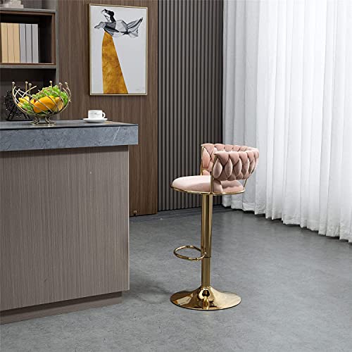 Kakotito 360° Velvet Swivel Bar Stools with Low Back & Footrest