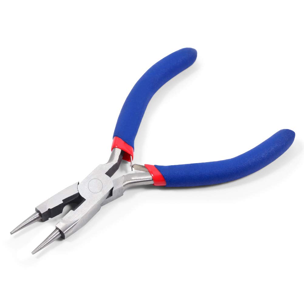 LEONTOOL Round Nose Pliers with Cutter 5 Inches Micro Jewelry Tools for Wire Looping Mini Wire Stripper Small Smooth Jaw Fine Functional Hand Tools