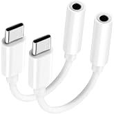 USB-C to 3.5mm Audio Headphone Adapter: 2 Pack Type C Aux Dongle Cable Cord | Usbc to Headphone Jack Adapter Compatible with iPhone 17 Air 16 15 Pro Max, iPad, MacBook, Samsung Galaxy S25/S24/S23/S22/S21